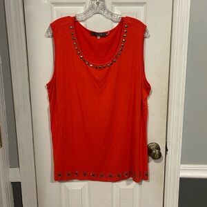 Essentials by Milano Vibrant Orange Studded Tank Top